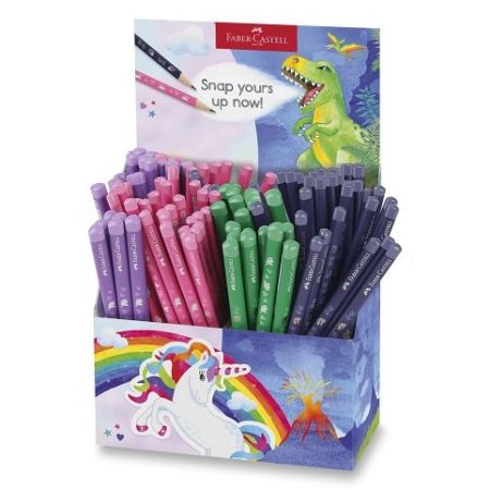 Grafitové tužky a jumbo tužky Faber-Castell Unicorn & Dinosaurus - stojánek, 120 ks