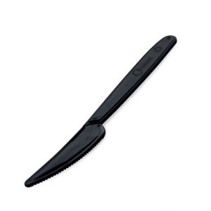 Plastový jídelní nůž černý 18,5cm 50ks