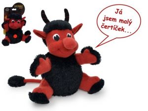 Čert Hubert mluvící plyš 23cm na kartě 12m+