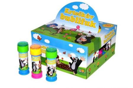 Bublifuk 50ml s hrkavkou Krtek 11cm 2 barvy