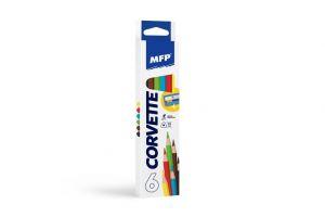 Pastelky 6ks barevné trojhranné + ořezávátko v krabičce 5,5x24x1,5cm