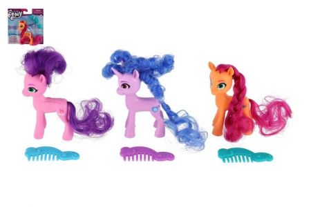 Kůň/Jednorožec My Little Pony figurka česací plast s hřebenem 3 barvy na kartě 12,5x13cm