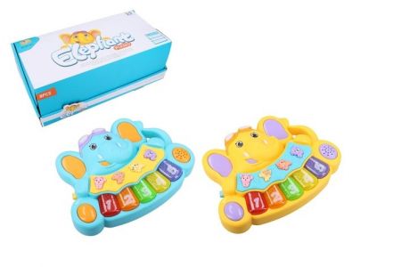 Pianko slon se zvířátky plast 17x13cm na baterie se zvukem se světlem 2 barvy