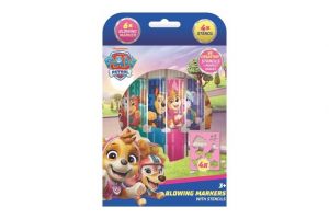 Fixy foukací 6ks se šablonami pro holky Tlapková patrola/Paw patrol v krabičce 12x19cm