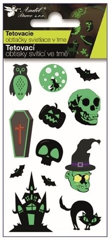 Tetovací obtisky svítící ve tmě Halloween 10,5 x 6 cm