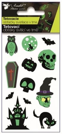 Tetovací obtisky svítící ve tmě Halloween 10,5 x 6 cm