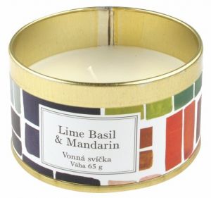 Vonná svíčka Lime Basil & Mandarin, 65 g v plechové krabičce, o 7 x 4 cm
