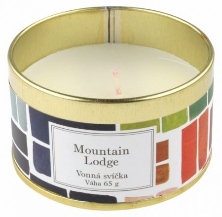 Vonná svíčka Mountain Lodge, 65 g v plechové krabičce, o 7 x 4 cm