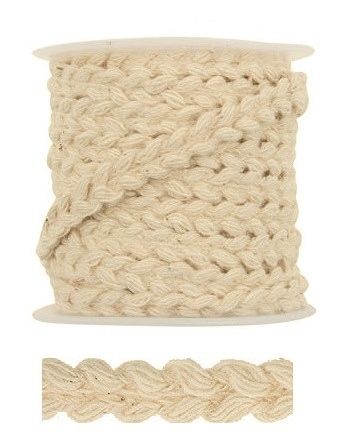 Dekorační krajkový cop, krémový, 0,5 cm x 2 m