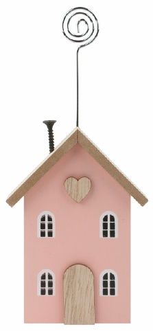 Domek s držákem dřevěný růžový 8 x 17 x 3 cm na postavení