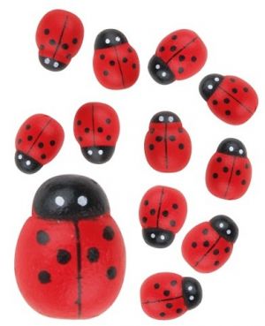 Beruška dřevěná 1,5 cm, 12 ks