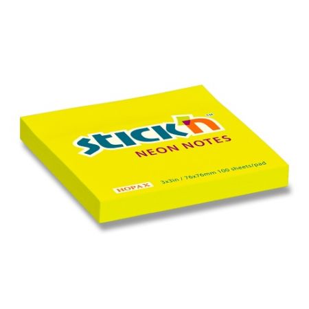 Samolepicí bloček Hopax Stick’n Notes 76 × 76 mm, 100 listů - žlutý