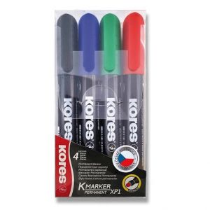 Permanentní popisovač Kores K-Marker - sada 4 barev