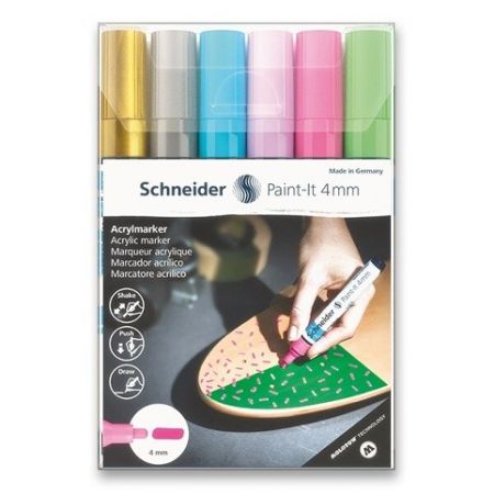 Akrylový popisovač Schneider Paint-It 320 - souprava V2, 6 barev