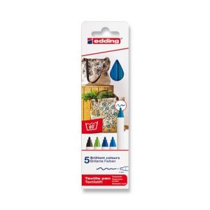 Popisovač Edding na textil 4600 - modré odstíny, 5 barev