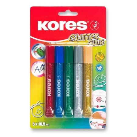 Dekorační lepidlo Kores Glitter Glue - 5 x 10,5 ml, blistr