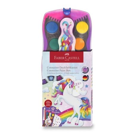 Vodové barvy Faber-Castell Connector Unicorn - 13 ks, průměr 30 mm