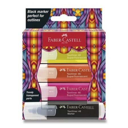 Zvýrazňovače Faber-Castell Glassy Superfluo - 4 barvy