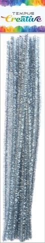 Drát plyšový 30cm metal.stříbrný 20ks