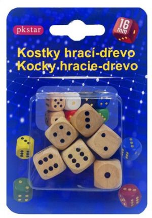 Hrací kostky dřevěné 1,6 cm 6 ks