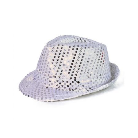 Klobouk disco stříbrný s LED pro dospělé