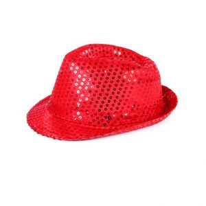 Klobouk disco červený s LED pro dospělé