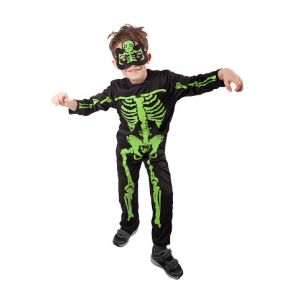 Kostým na karneval Kostlivec Neon, vel.M 116-128cm 6-8let HALLOWEEN