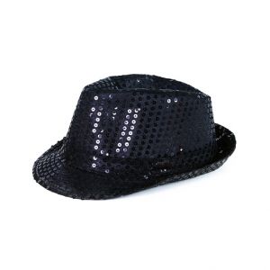 Klobouk disco černý s LED pro dospělé