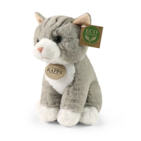 Plyšová kočka šedá sedící 23 cm ECO-FRIENDLY SOFT