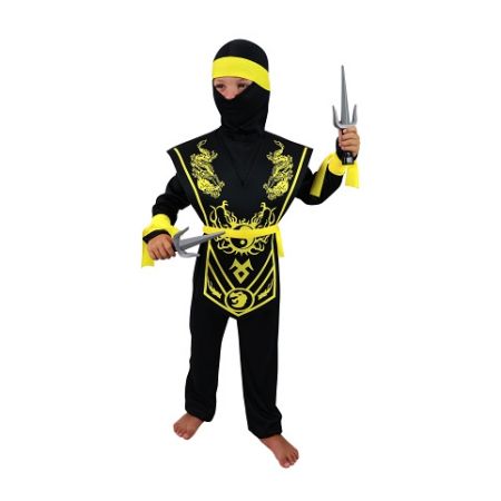 Dětský kostým Ninja žlutý (S)
