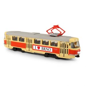 Tramvaj, která hlásí zastávky česky, 28 cm BRNO