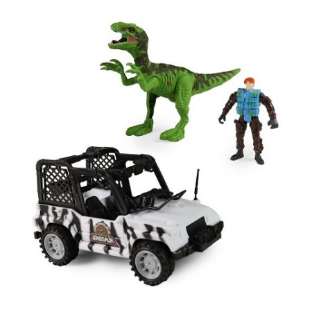 Auto jeep dino park s dinosaurem se zvukem a světlem