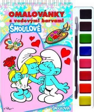 Omalovánka s barvami a štětcem Šmoulové