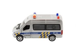 Auto policie kovové 15cm na baterie se světlem se zvukem na zpětné natažení