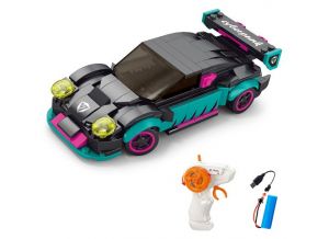 Stavebnice Auto tyrkysové RC na dálkové ovládání 17 cm 265 dílků
