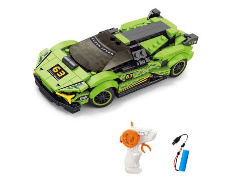 Stavebnice Auto zelené RC na dálkové ovládání 17 cm 275 dílků