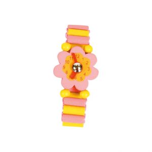 Hodinky dřevěné růžové 6cm