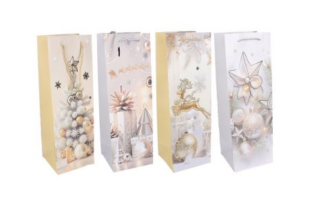 Dárková taška na láhev M 12x35x9 cm VÁNOCE