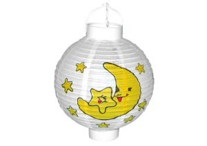 Lampion elektrický koule 17cm Měsíc a hvězdy