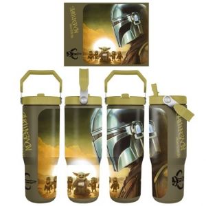 Mandalorian a Grogu cestovní hrnek s popruhem (Sunset)