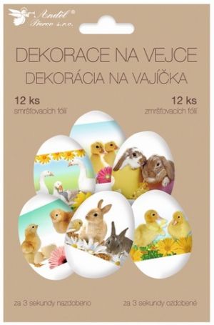 Smršťovací folie na vejce živá zvířátka 12 košilek živá zvířátka