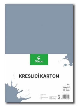 Kreslicí karton barevný A4/50/180g - šedá, STEPA