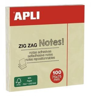 Samolepící bloček "Z", 75x75 mm, 100 lístků, APLI, žlutý
