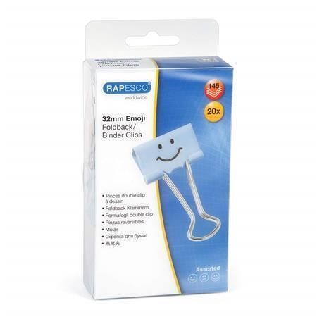 Klipy na dokumenty "Emoji", modrá, 32 mm, RAPESCO
