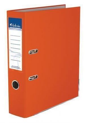 Pákový pořadač "Basic", oranžová, 75 mm, A4, s ochranným spodním kováním, PP/karton, VICTO