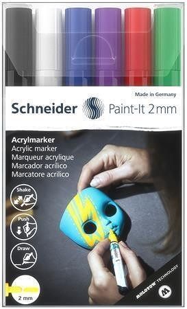 Akrylové popisovače "Paint-It 310", sada 6 barev, 2 mm, SCHNEIDER