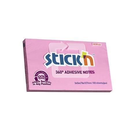 Samolepicí bloček, růžová, 76x127 mm, 100 listů, STICK N 21558