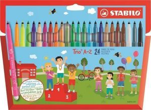 Fixy "Trio A-Z", sada, 24 různých barev, 0,7 mm, STABILO