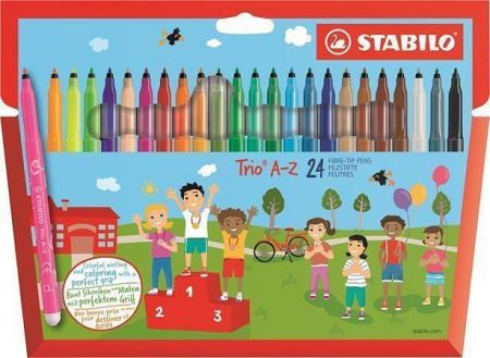 Fixy "Trio A-Z", sada, 24 různých barev, 0,7 mm, STABILO