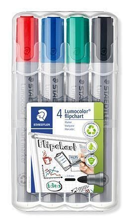 Popisovač na flipchart "Lumocolor 356", sada, 4 barvy, kuželový hrot, STAEDTLER